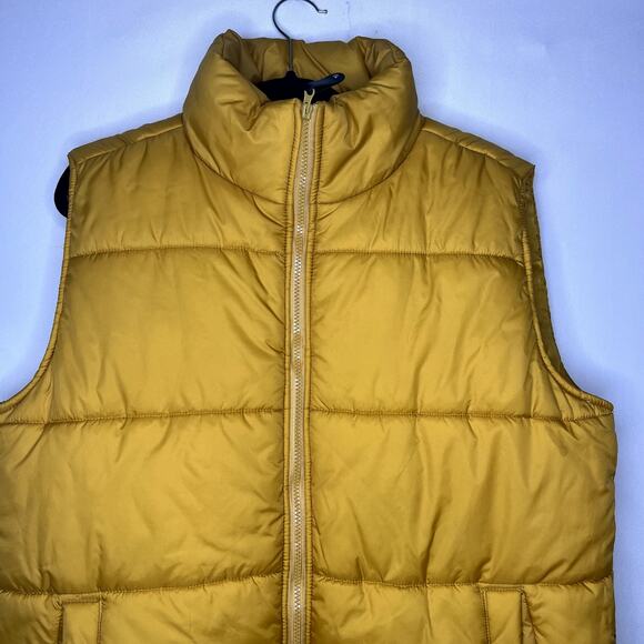 Koman Puffer Vest Mustard Yellow Full Zip Pocket Size Medium - Picture 2 of 13